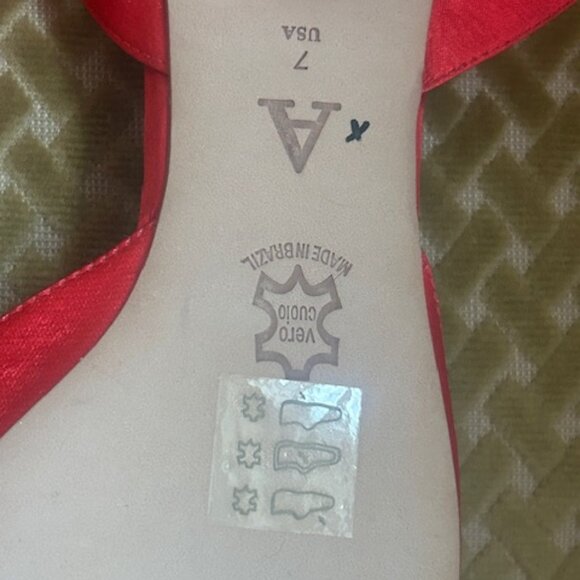 By Anthropologie Ankle-Wrap Adjustable Strap Pointy Toe Cherry Red Kitten Flats - Picture 11 of 16